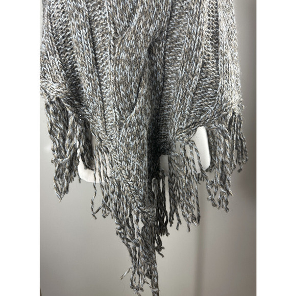 Inis Crafts 100% Merino Wool Poncho Sweater Cape Fringe Brown Irish Made S/M - Picture 8 of 16